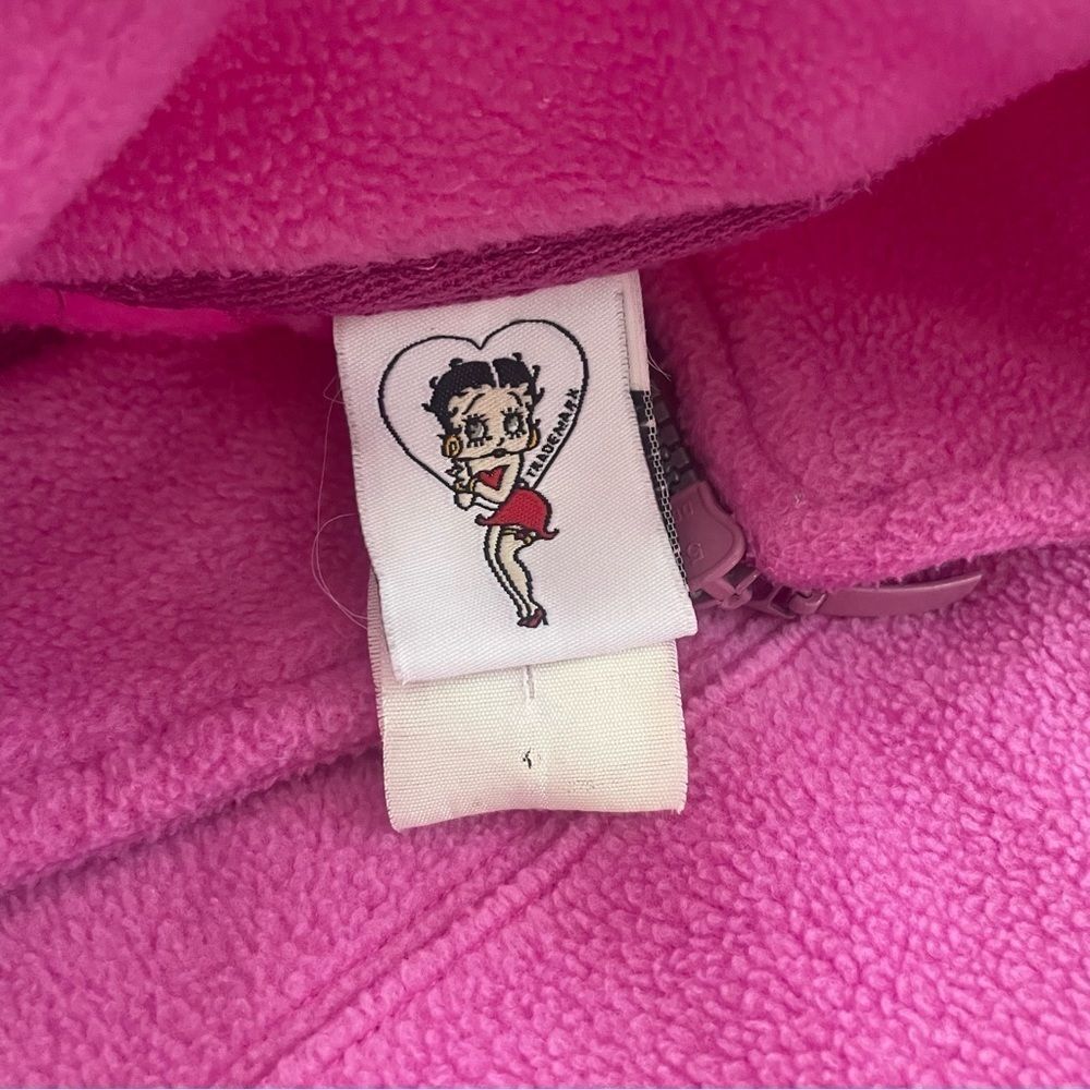 Retro Betty Boop Fleece Quarter Zip Pullover Pink - Picture 6 of 9